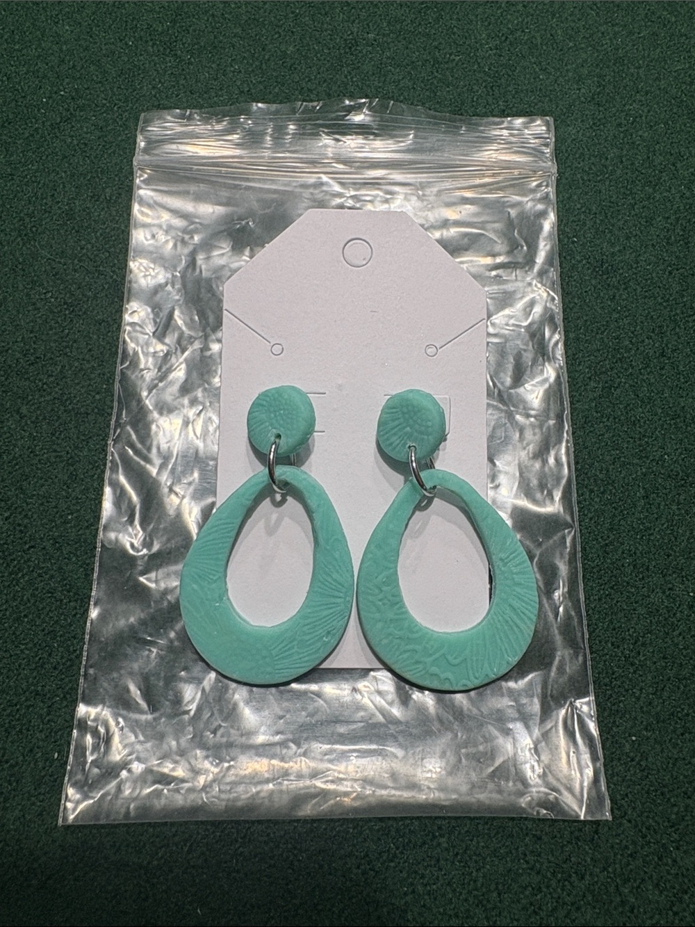 Turquoise Teardrop Dangle Clay Earrings - Women Jewelry